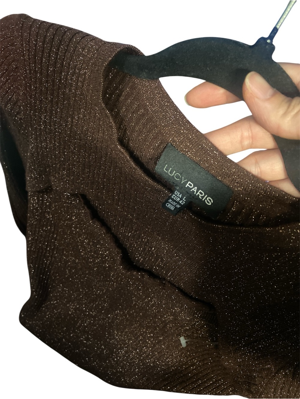 Lucy Paris size L Carolyn Glitter Dress in brown - Picture 7 of 7